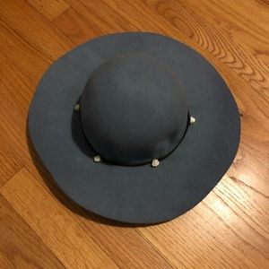 Powder Blue Nine West Hat with Rosebud Detail